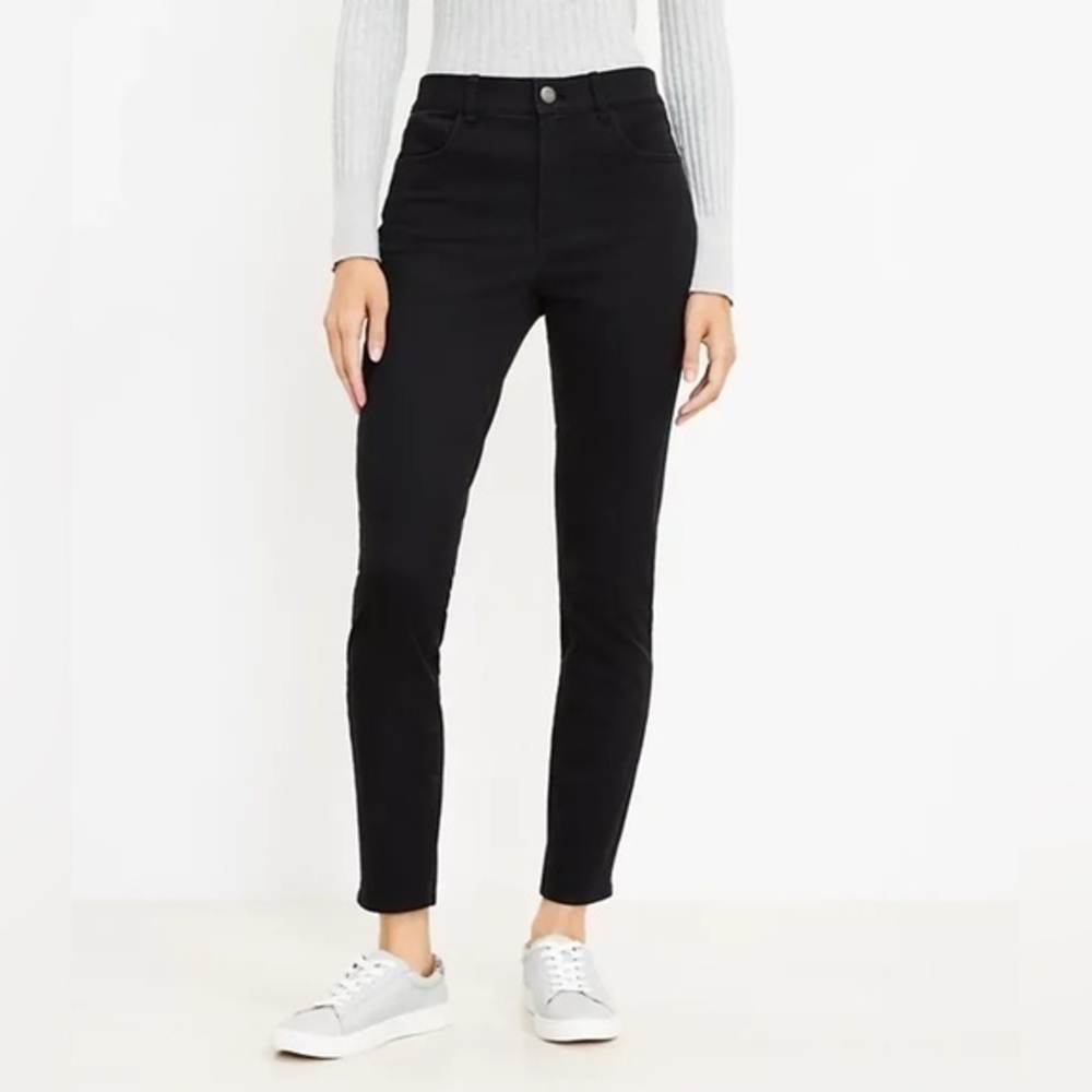 NWT Loft Black Sateen Soft Stretch Low Rise Skinny Leggings Jeggings Jeans 00 24